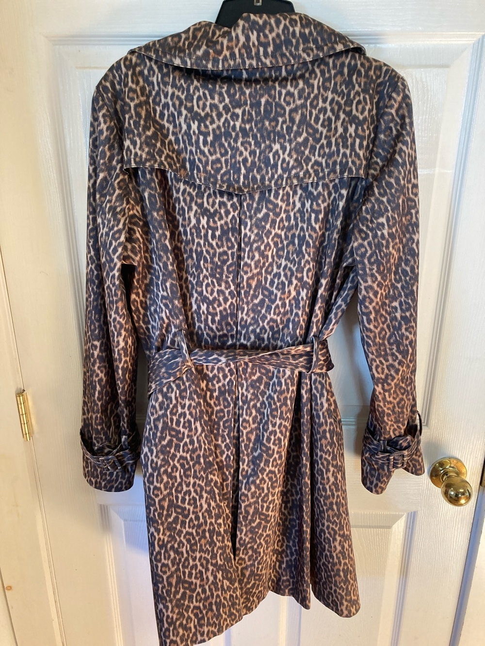 Talbots Leopard-Print Belted Trench Coat - Brown & Black - Picture 7 of 10